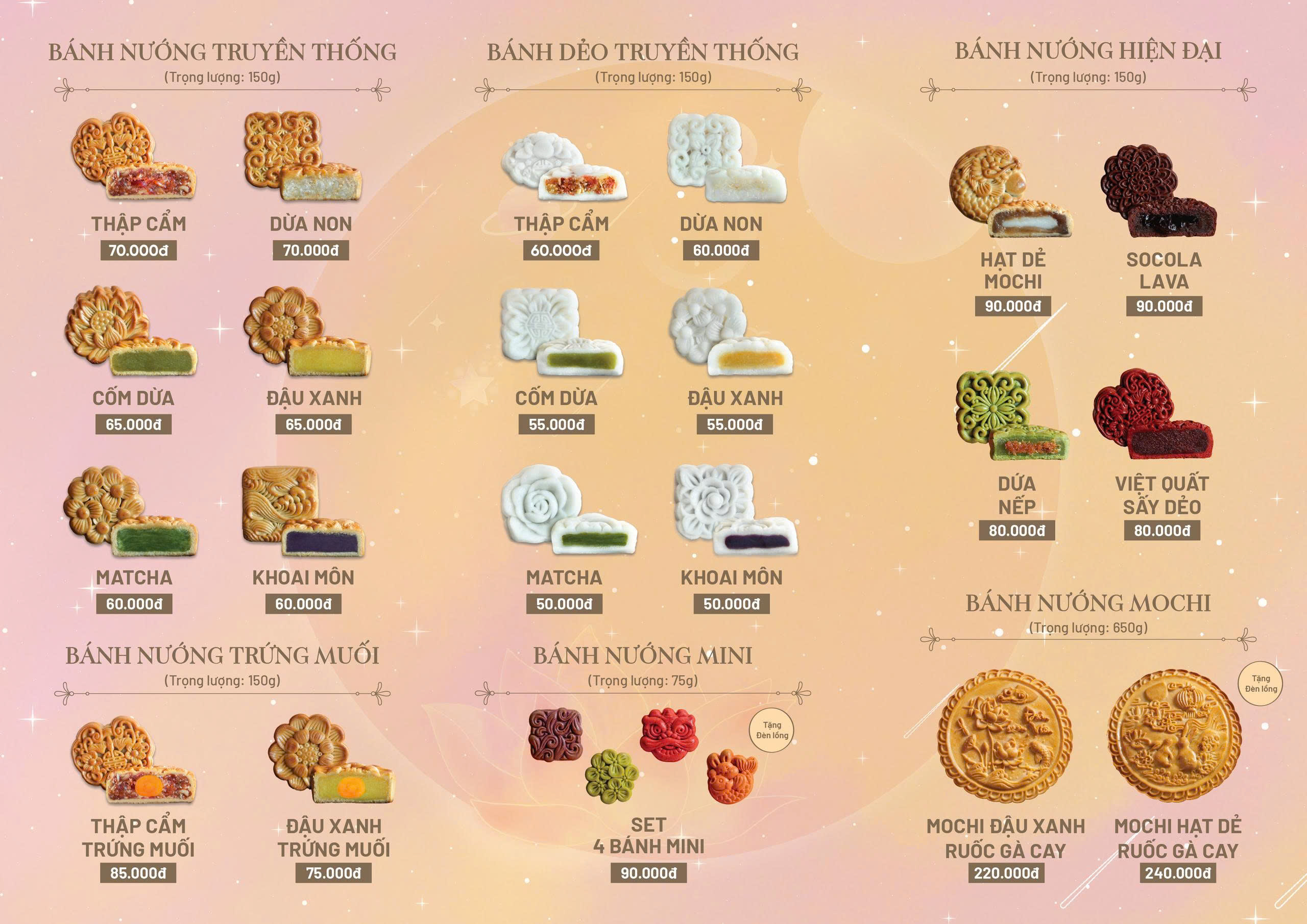 Menu bánh trung thu